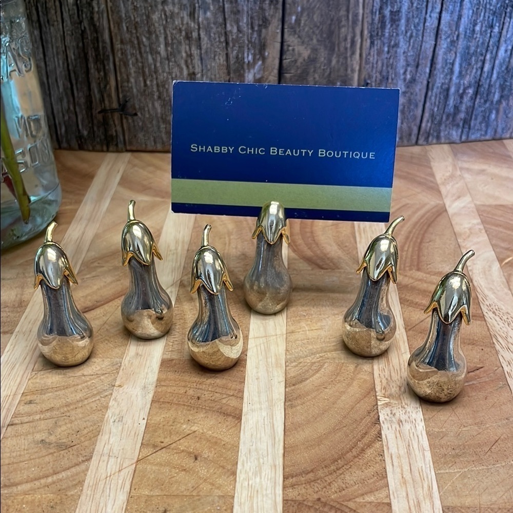 Vintage  | Silverplated | Eggplant | Place Card Holders | Tableware | Set of 6